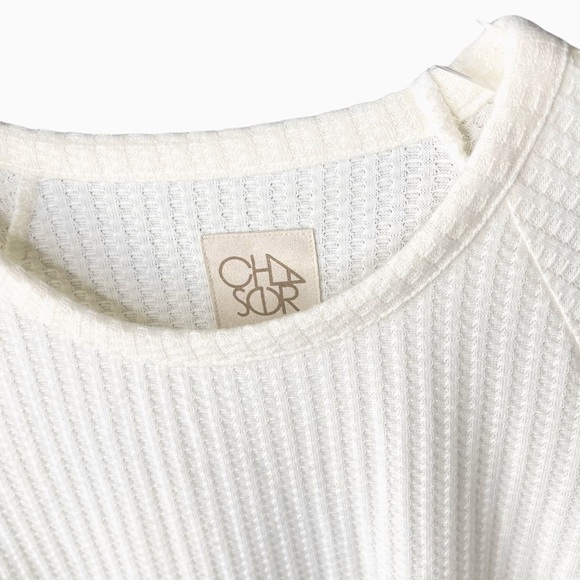 Chaser Long Sleeve Waffle Knit Top Small Cream - Picture 4 of 11